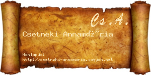 Csetneki Annamária névjegykártya